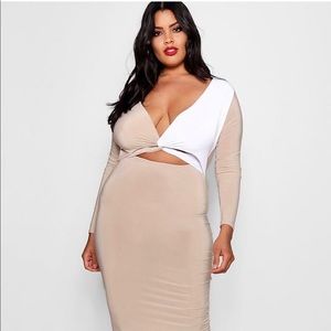 Boohoo Plus Crop Tied Bodycon Dress